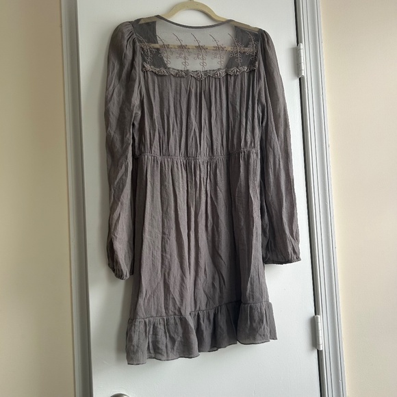 Women's Long Sleeve Lace Boho Blouse Tunic Grey Sz XL Whimsical Fairy Core Flowy - Picture 2 of 7